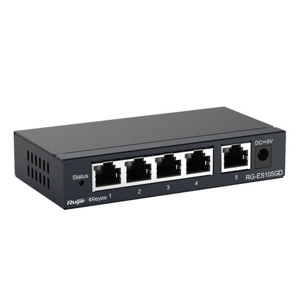 Ruijie Switch 5xGb RJ45, oövert icke hanterad, stålinkapslad