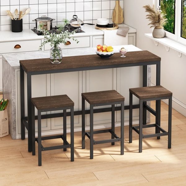 Spisebord - MUVOE - 148 cm - 3 taburetter - Brun - Moderne design