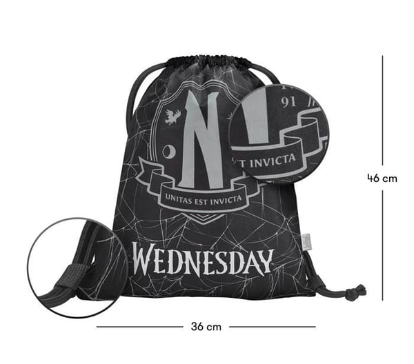 Sportväska för barn - BAAGL - Wednesday Nevermore - Svart - 46x36cm - Multisport