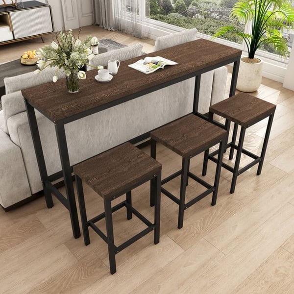 Spisebord - MUVOE - 148 cm - 3 taburetter - Brun - Moderne design