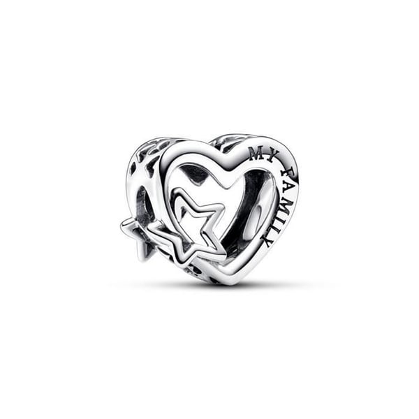 Charm - PANDORA - 792829C00 - Silver - Unisex - Stansad Familj Hjärtan och Stjärnor