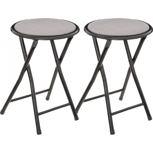 Atmosphera "Mélissa" hopfällbar sammetspall - Grå - Paket om 2