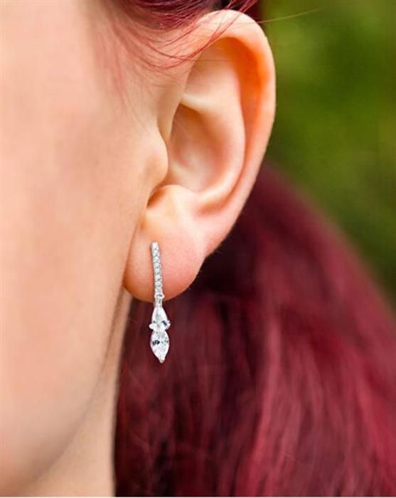 Örhängen - BENETO - AGUP1150 - Silver 925 - Klara kristaller - Klassisk knäppstängning