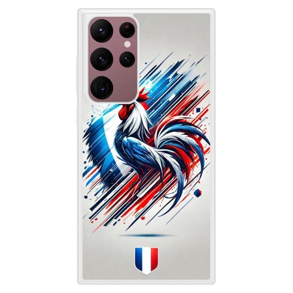 Förstärkt silikonetui med tryck, kompatibelt med Samsung Galaxy S22 Ultra Coq Français