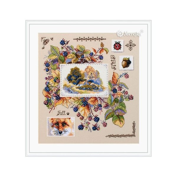 Merejka kit för korsstygn "Höstprov" 30x32 cm - Aida 16ct, DMC-garn 29 färger