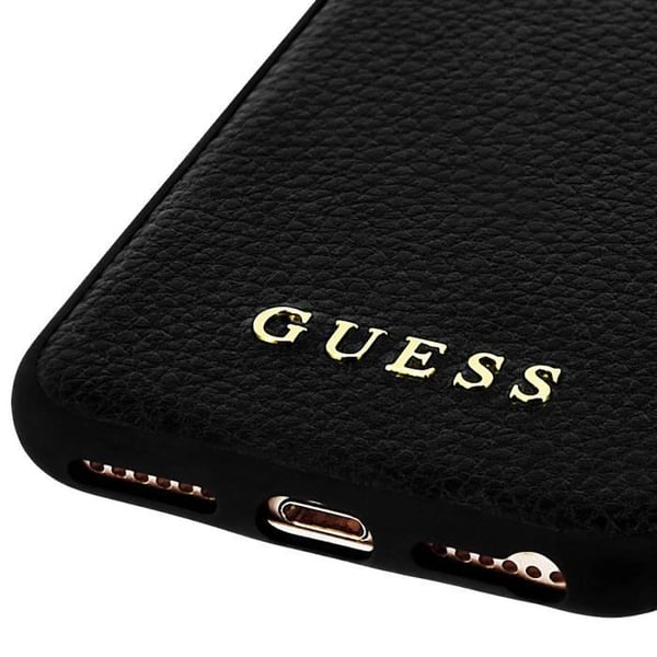 Coque - Guess - iPhone 6 / 6S / 7 - Silikongel - Lädereffekt - Iridescent Svart