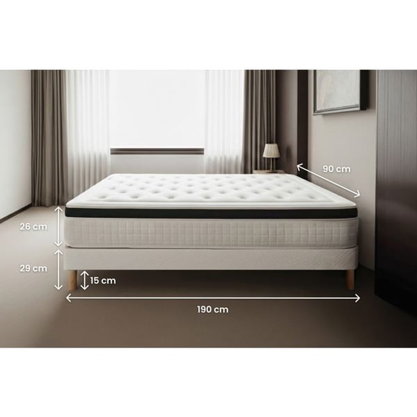 Ensemble Privilège 90 x 190 cm sängram Kit Svart