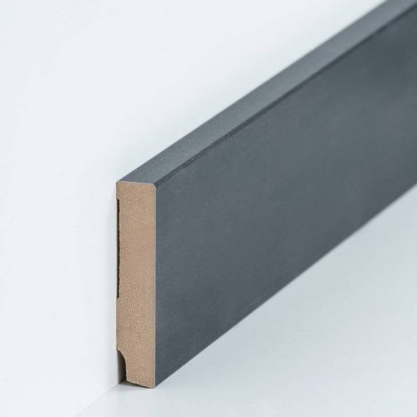 PROVISTON Sockel nr 521 MDF 16 x 80 x 2500 mm grå att limma, skruva & spika Belagd MDF-kärna 12,5 meter | 5 stycken