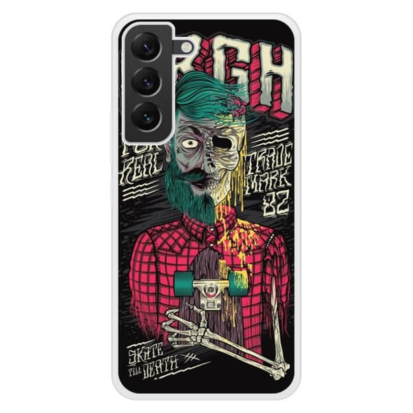 Coque i förstärkt silikon med tryck kompatibel med Samsung Galaxy S22 Plus Skull Urgh