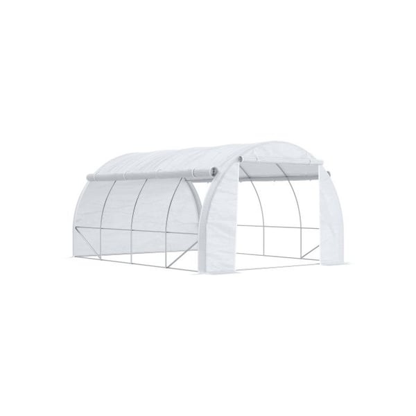 Serre - Outsunny - 3,97 x 3,02 x 2 m - UV-beskyttelse - Rullende vægge - Galvaniseret stål