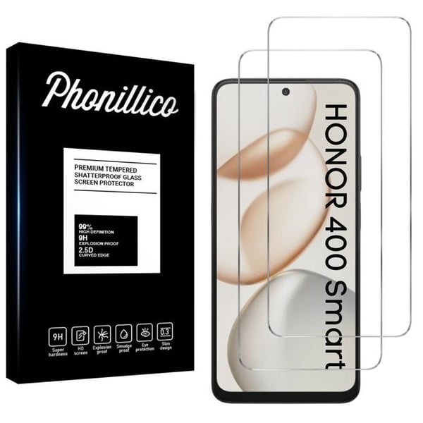 Härdat glas för Honor 400 SMART [Pack 2] Skyddsglas till skärm Phonillico®