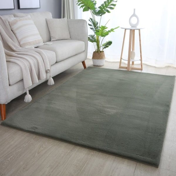 Matta - AYYILDIZ - Shaggy - Grön - 80x150 cm - Långt hår - Baksida i bomull