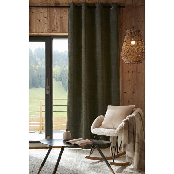 Ljud- och termiskt isolerande mörkläggningsgardin i polar fleece "Bjorn" 100% ogenomskinlig L'Effet Papillon - Bjorn Romarin - 1 Mörkläggningspanel +