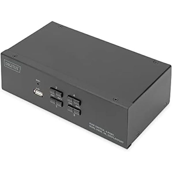KVM-switch - DIGITUS - 4 portar - Dubbelvisning - 4K UHD - FreeSync