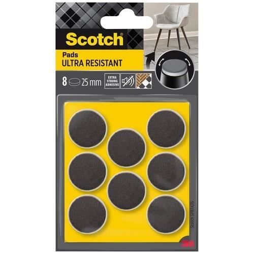SCOTCH - Glidande platta - Klistermärke - Bimaterial filt - Ultra-resistent - Ø 25 mm - Förpackning med 8