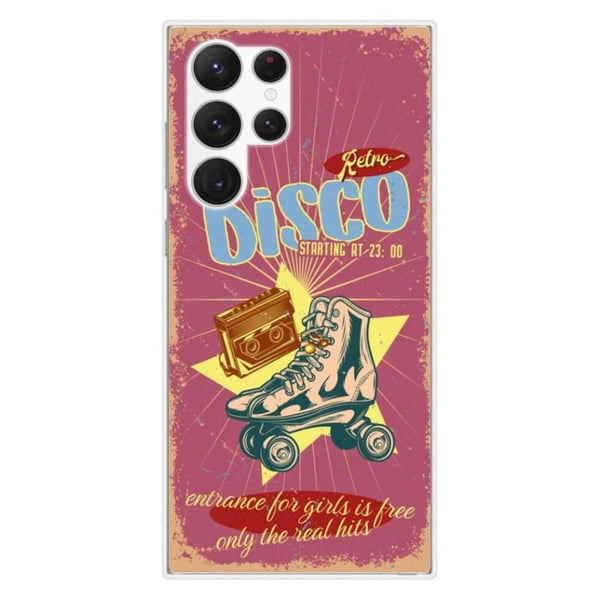 Tryckt silikonfodral som är kompatibelt med Samsung Galaxy S23 Ultra Retro disco