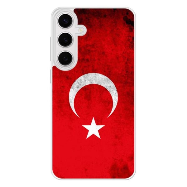 Förstärkt silikon skal med tryck, kompatibel med Samsung Galaxy S24 FE, Turkiets flagga