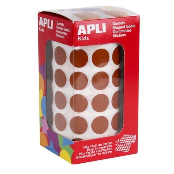 Apli Agipa - Rullklistermärken Rund Ø 15 mm Brun x 2 832