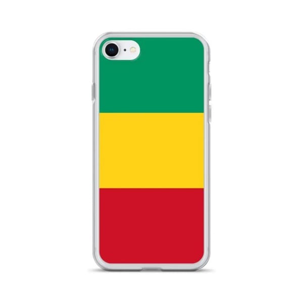 Mobilskal – Guineas flagga – Kompatibel med iPhone 8 Plus – Flexibelt skal – Stöttåligt och chockresistent - Silikon - Pixelforma