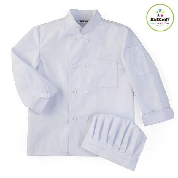 Set med kavaj och kockmössa - KIDKRAFT - Storlek 53 cm (6-8 år) - Vit - Unisex - Maskintvättbar