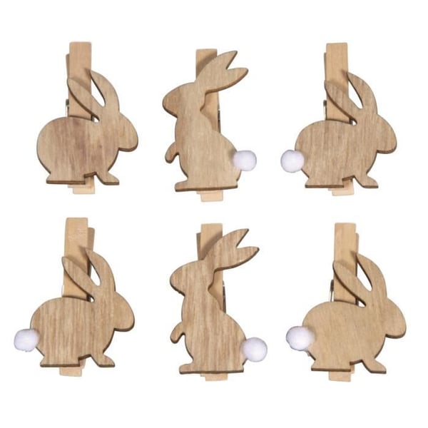 Klädnypor i trä - RAYHER - Kanin - Multikolor - 6 stycken - 2,5x3,5cm