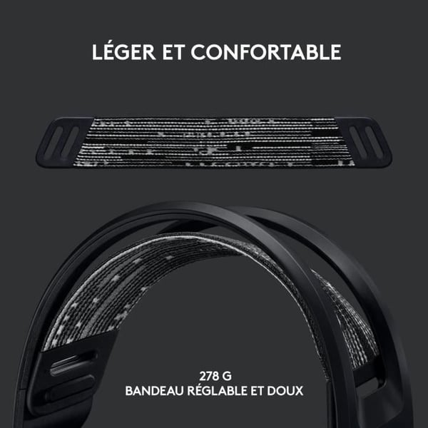 Gaming headset - Trådlös - Logitech G - G733 Lightspeed - PS5, PS4, PC, MAC - Svart