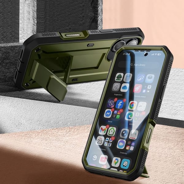 Heltäckande Skal - SUPCASE - iPhone 17 Serie - Kaki - Heltäckande Skydd - Inbyggd Ställning