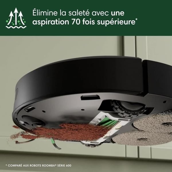 Robottipölynimuri - IROBOT Roomba Plus 405 Combo - Monitoimipohja - Pyyhkimien pesu ja kuivaus - LiDAR Clearview