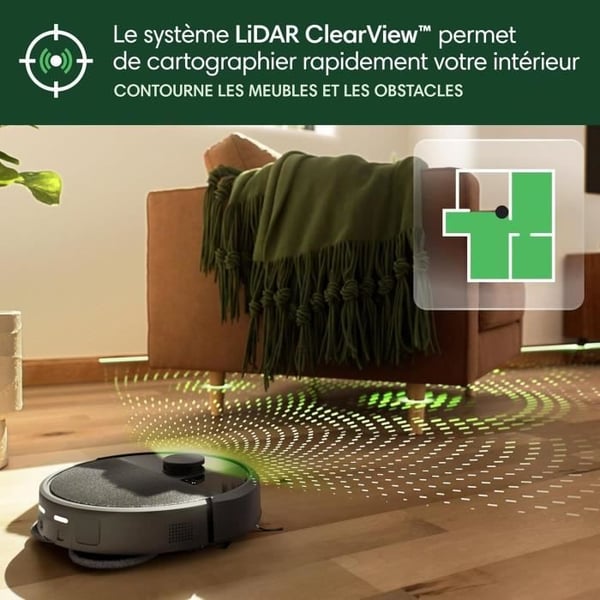 Robottipölynimuri - IROBOT Roomba Plus 405 Combo - Monitoimipohja - Pyyhkimien pesu ja kuivaus - LiDAR Clearview