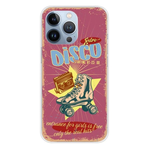Tryckt silikonfodral som är kompatibelt med Apple iPhone 13 Pro Retro disco