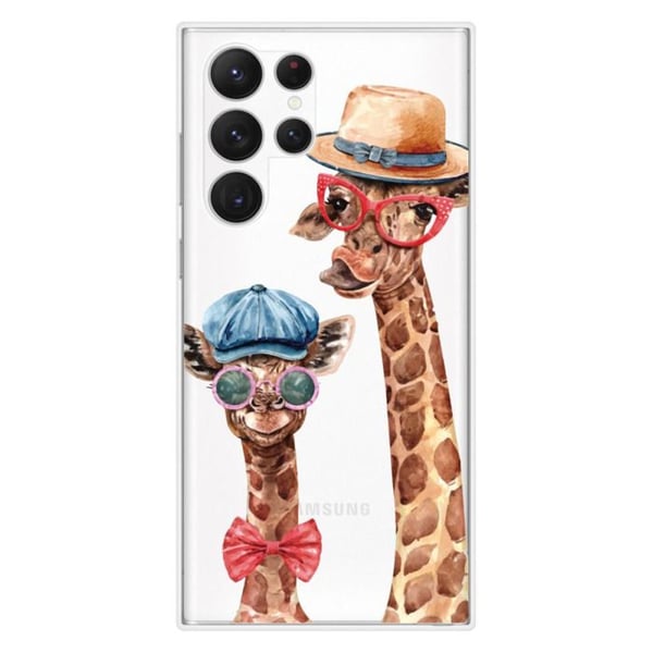 Tryckt silikonfodral kompatibelt Samsung Galaxy S23 Ultra Funny Giraffe