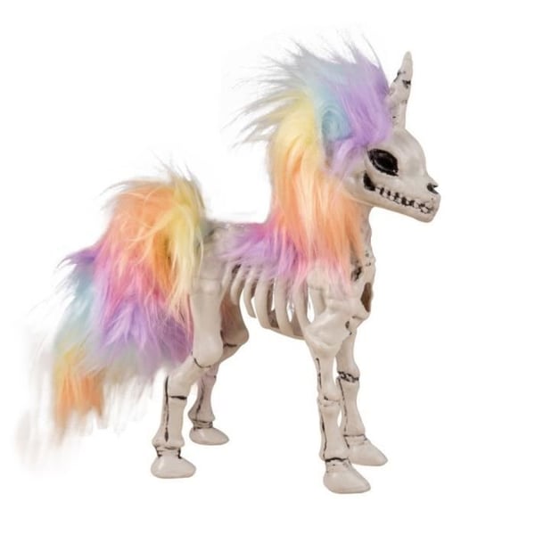 Skelettfigur Unicorn - PTIT CLOWN - 21 cm - Plast - Halloween Dekoration - Flerfärgad