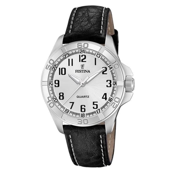 Klocka - FESTINA - F20444/3 - Silver Urtavla - Svart läderband - 44 mm