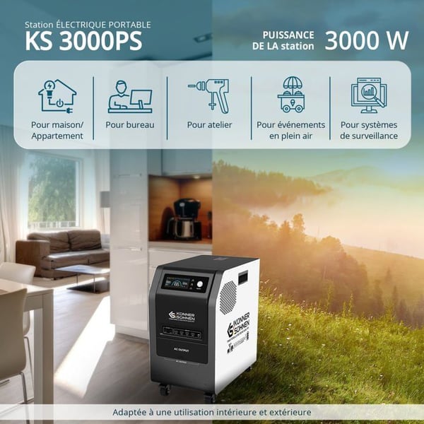 PORTABEL ELSTATION 3-1 - 3000 W - Könner & Söhnen KS 3000PS 125 Ah / 3200 Wh