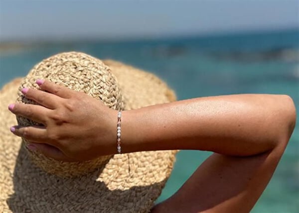 Armband - AGATO - HE26R3S-LP - Silkesband - Månsten - Solsten