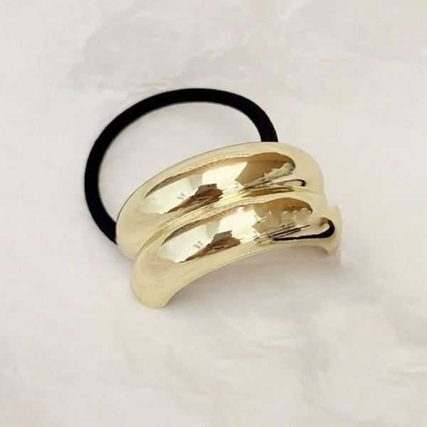 Böjd Harmonisk Ring Guld Svart / Guld Hårelastik