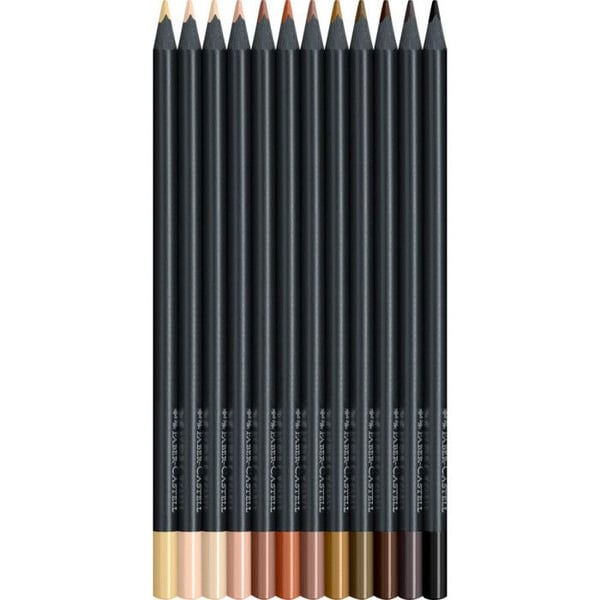 Färgpennor - FABER-CASTELL - Black Edition - 12 pennor - Trä - Extra mjuk spets