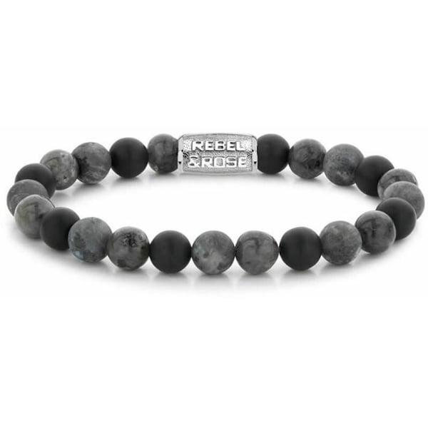 Armband - REBEL & ROSE - Grå Stenar Rr-80069-s - Grå - 16,5cm - För Män