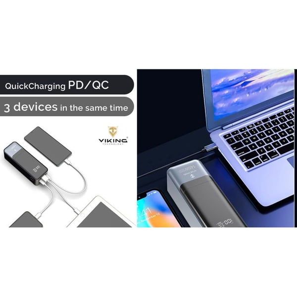 Powerbank - VIKING - PN-964PD - 27000 mAh - 145 W - Hurtigopladning USB Power Delivery