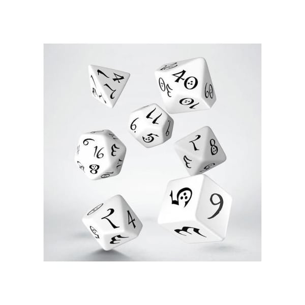 Sats av 7 tärningar - Classic RPG - Vit och svart