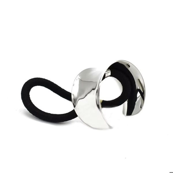 Hårsnodd - AVIZAR - Rör Ring - Spegeleffekt - Färg Silver Svart - Ren Design