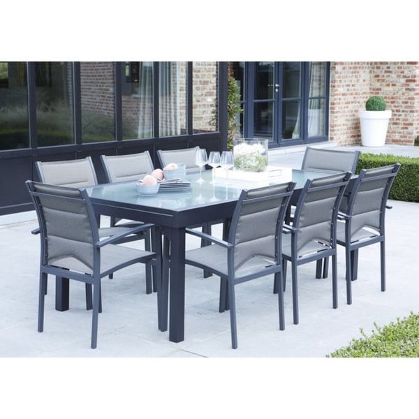 Trädgårdsmöbler Set Modulo T 8/12 + F 8 Helglas Antracitgrå Wilsa Garden