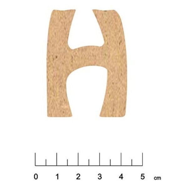 Terre & Bois Créations - Bokstav i MDF trä med självhäftande baksida 5 cm Bokstav H