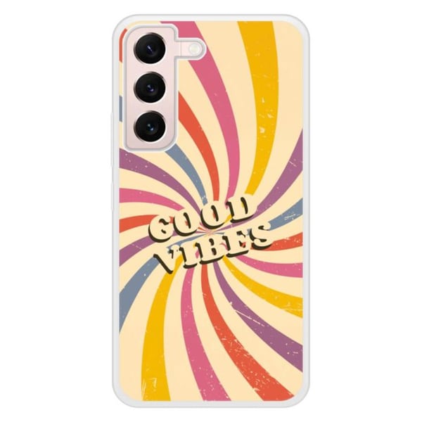 Coque i förstärkt silikon med tryck kompatibel med Samsung Galaxy S22 Good vibes
