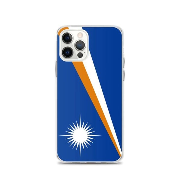 Telefonfodral – Marshallöarnas flagga – Kompatibel med iPhone 12 Pro – Mjukt fodral – Slitstarkt och stötbeständigt - Silikon - Pixelforma