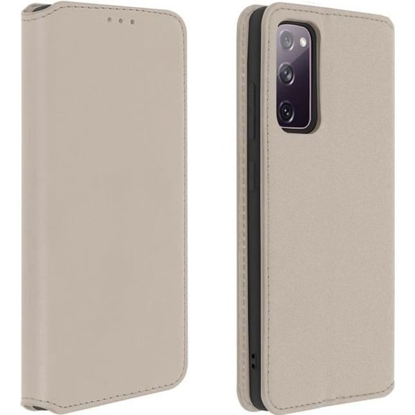 Fodral folio plånbok - AVIZAR - Samsung Galaxy S20 FE - Ekoskinn - Stödfunktion - Guld