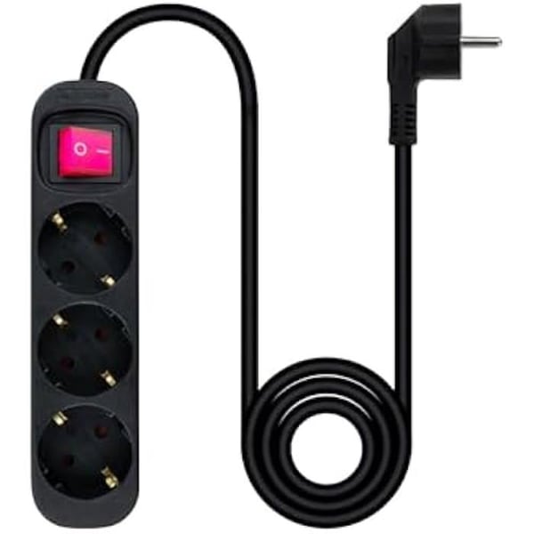 NANOCABLE 10.38.0003-BK - 3-Socket Power Strip med Switch, 1,4 m, Svart