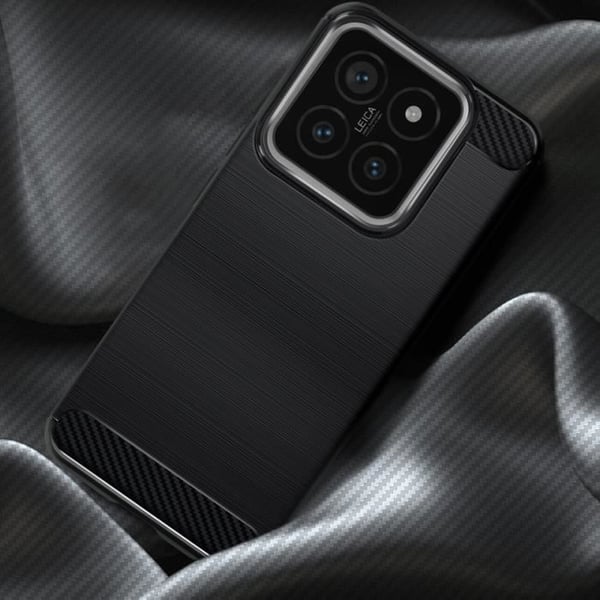Mobilskal - AVIZAR - Xiaomi 14 - Kolfiber- och Borstad Effekt - Semi-rigid - Svart