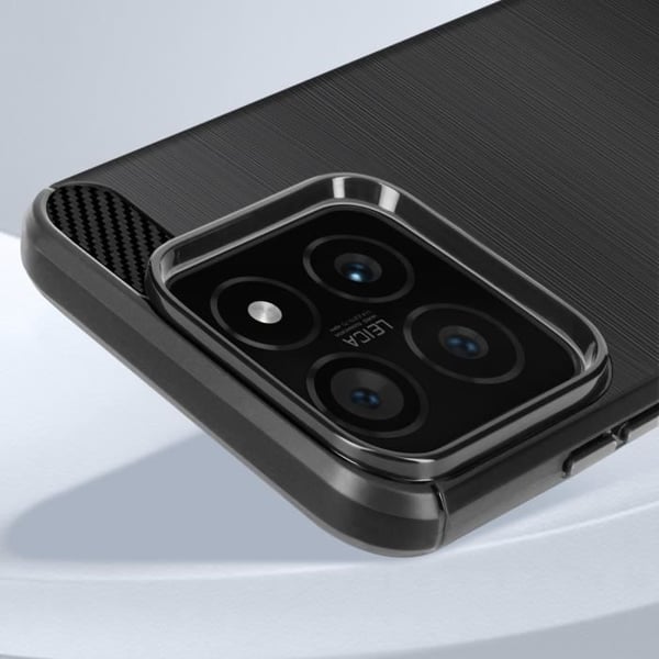 Mobilskal - AVIZAR - Xiaomi 14 - Kolfiber- och Borstad Effekt - Semi-rigid - Svart