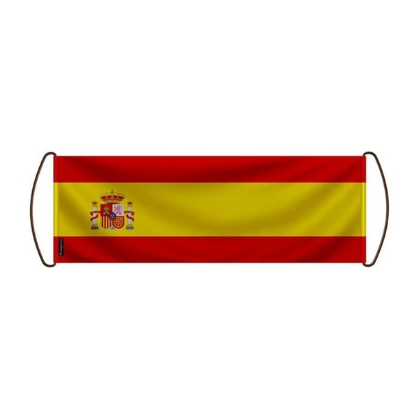 Rullbanner – Spaniens flagga – 17 x 50 cm – Polyester – Handflagga – Pixelforma